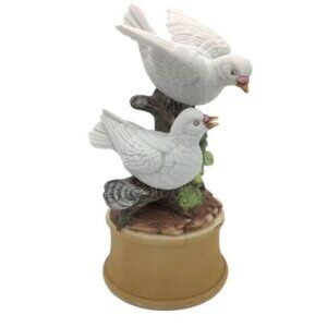 Vintage Shafford Porcelain Love Doves Musical Box Figurine